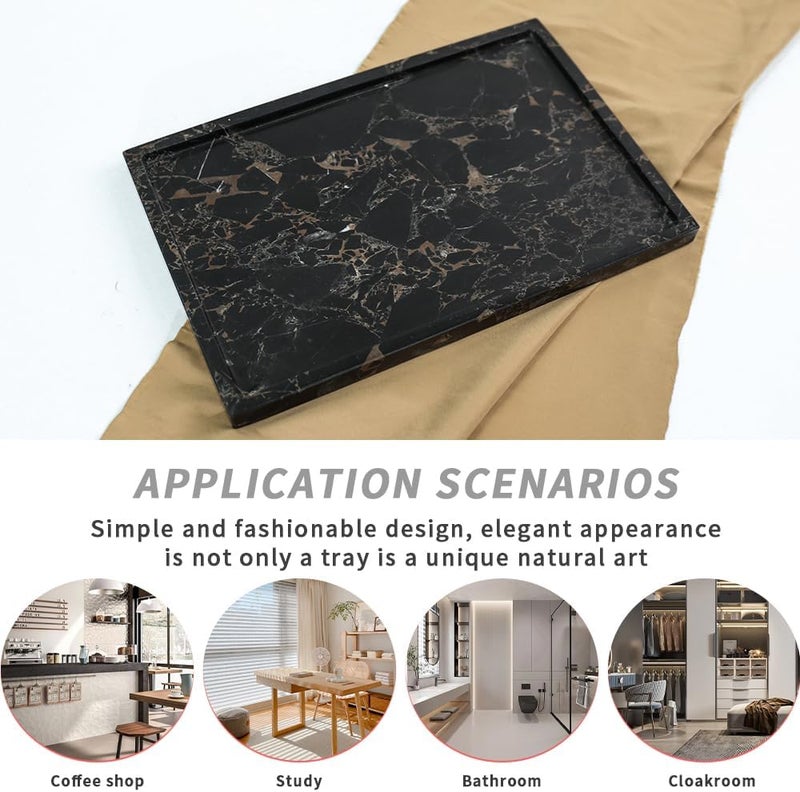 Future stone 100% Natural Marble Serving Tray Luxury Calaccata Viola Marble Storage Tray for Home Decor Stone Tray for Bathroom/Kitchen/Vanity/Dresser,Plate Holder for Tissues, Candles, Towel - Image 4